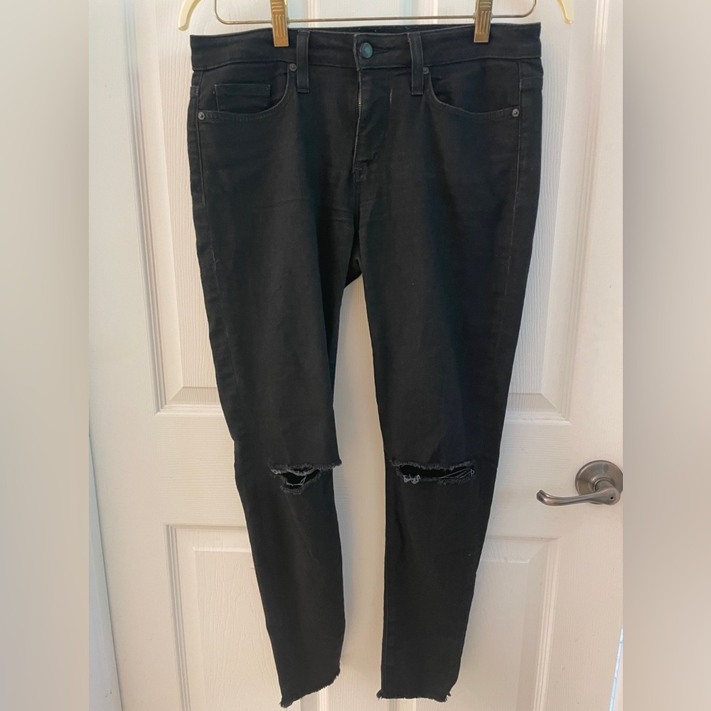 Joe’s Jeans Black Mid-Rise Distressed Denim Jeans